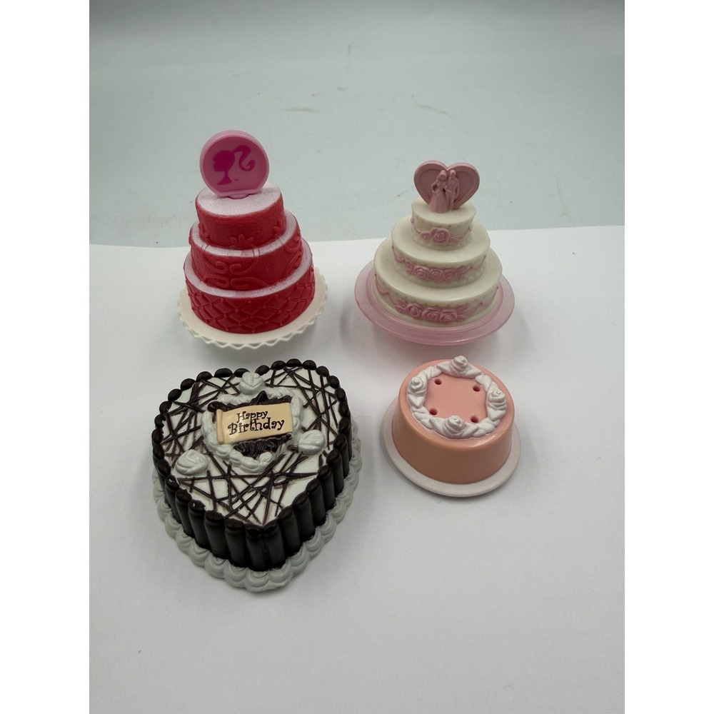 Barbie Mattel Dollhouse Mini Diorama Food Dessert Cakes Pink White Lot S48
